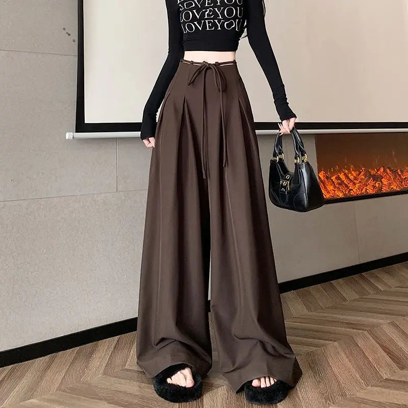 Gray Baggy Wide Leg Suit Pant Women's Pants Cotton Outfits All Medium Y2k Streetwear Slacks Vintage Classic Xxl Female Trousers
