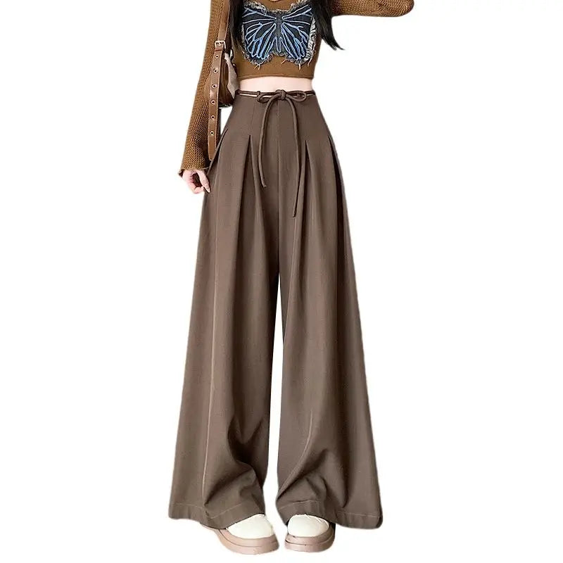 Gray Baggy Wide Leg Suit Pant Women's Pants Cotton Outfits All Medium Y2k Streetwear Slacks Vintage Classic Xxl Female Trousers