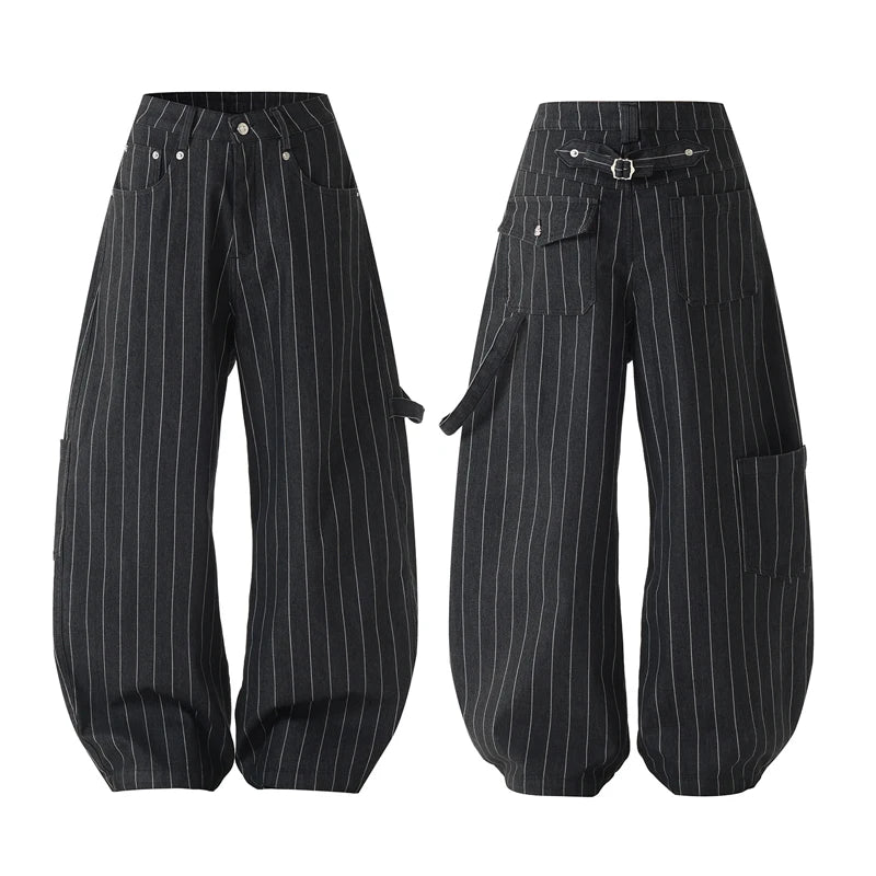 Baggy Jeans Men Women Japanese Streetwear Fashion Vintage Loose Casual Stripe Denim Cargo Machete Jeans Pants Unisex Trousers