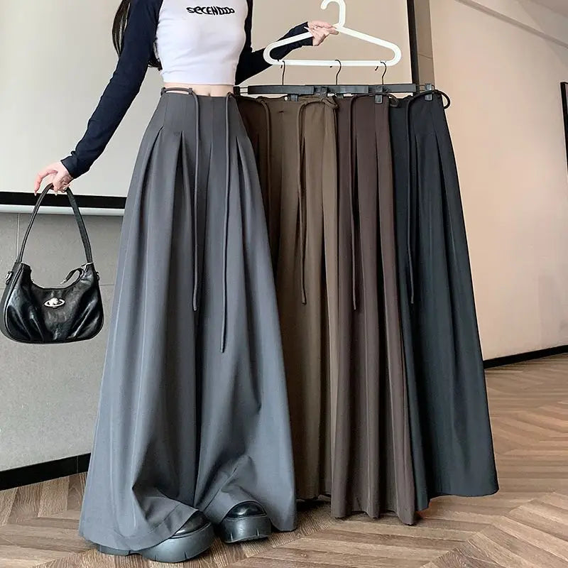 Gray Baggy Wide Leg Suit Pant Women's Pants Cotton Outfits All Medium Y2k Streetwear Slacks Vintage Classic Xxl Female Trousers